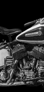 Black and white vintage motorcycle engine wallpaper.