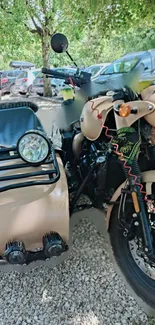 Vintage motorcycle with sidecar parked outdoors.