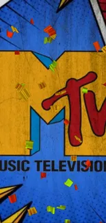 MTV retro pop art wallpaper with bold colors.