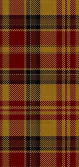 Vintage plaid pattern with red and yellow hues for mobile wallpaper.