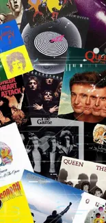 Collage of Queen album covers for mobile wallpaper.