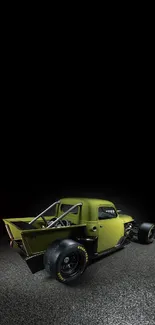 Vintage race car on dark background mobile wallpaper.