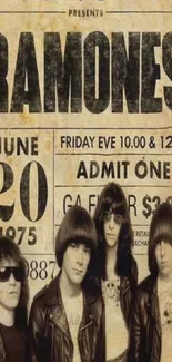 Vintage Ramones concert poster with band photo.