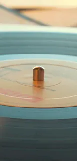Vintage record player with spinning vinyl, creating a retro aesthetic scene.