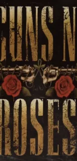 Vintage rock band wallpaper with text and roses.