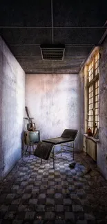 Moody and vintage room wallpaper with textured walls and old decor.