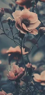 Vintage rose floral wallpaper with elegant blooms.