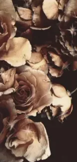 Vintage-style brown rose wallpaper for phones.