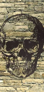 A vintage skull illustration on a stone-textured background, perfect for gothic designs.