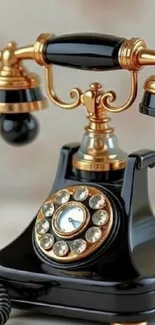 Elegant vintage telephone with gold accents