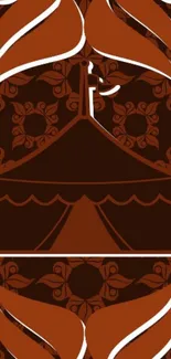 Vintage tent pattern in rich brown hues.