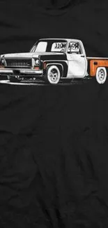 Vintage black and white truck art wallpaper for mobile screens.