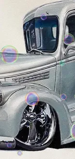 Vintage truck art with glossy design.