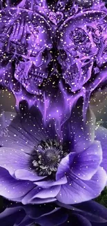 Purple skulls and flower mobile wallpaper.