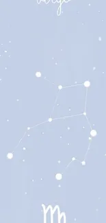 Virgo constellation on soft blue starry background, perfect for mobile wallpaper.