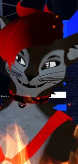 Furry characters in a neon-lit virtual club scene.