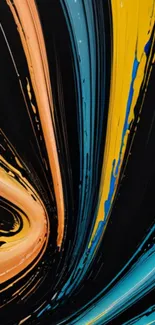 Colorful abstract brush strokes on a black background.
