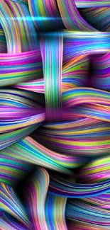 Vivid abstract mobile wallpaper with colorful intertwined waves.