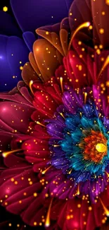 Vibrant abstract flower design wallpaper.