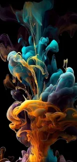 Vibrant abstract ink burst on a dark background wallpaper.