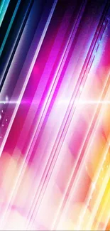 Vivid abstract wallpaper with colorful diagonal lines and light effects.