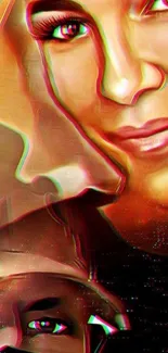 Vivid abstract portrait art mobile wallpaper featuring vibrant colors.