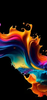 Vibrant abstract swirl with vivid colors on a dark mobile wallpaper.