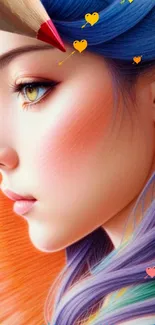 Anime-style vibrant profile wallpaper with orange and blue hues.