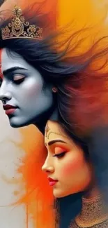 Colorful dual portrait with vivid colors and artistic flair.