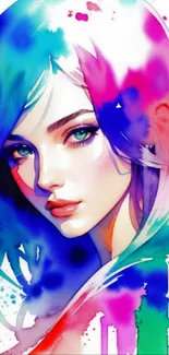 Colorful artistic portrait mobile wallpaper.