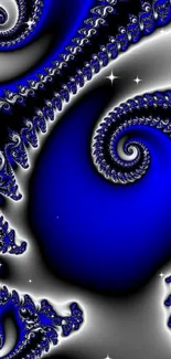 Mobile wallpaper with vivid blue fractal swirls.