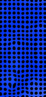 Bold blue wallpaper with black dots, ideal for mobile background.