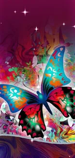 Vivid artistic butterfly with abstract background in rich colors.