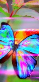 Colorful butterfly on vibrant flower wallpaper.