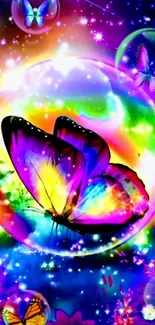 Vivid butterfly neon wallpaper with colorful, luminescent hues.