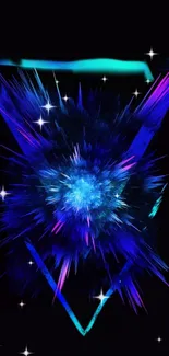 Vivid cosmic burst wallpaper with neon and star elements.