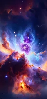 Vibrant cosmic nebula wallpaper with vivid hues and stars.