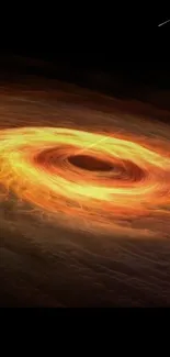 Vivid cosmic swirl with fiery colors on a black background.