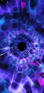 Purple and blue cosmic vortex wallpaper with a futuristic design.