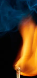 Vivid flame and smoke on a matchstick against a dark background.