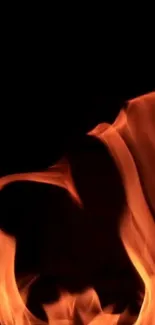 Vivid orange flames on a black background.