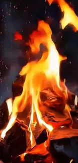 Vibrant flames in vibrant colors on a mobile wallpaper.