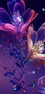 Vivid floral abstract wallpaper with dynamic colors and artistic design.