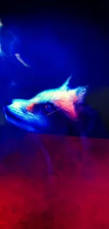 Mystical neon fox with vivid colors in a digital art wallpaper.