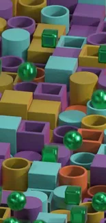 3D geometric blocks with vibrant colors in an abstract design.