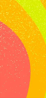 Vivid gradient wallpaper with speckled pattern in red, orange, and green hues.