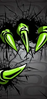 Abstract lime green claws on black background wallpaper.