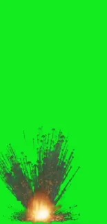 Dynamic green explosion wallpaper for mobile screen.