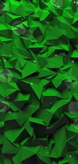 Vivid green geometric 3D phone wallpaper.