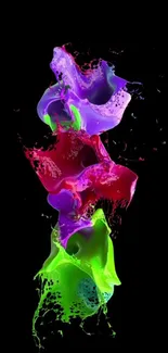 Colorful ink splash with vivid tones on black background.